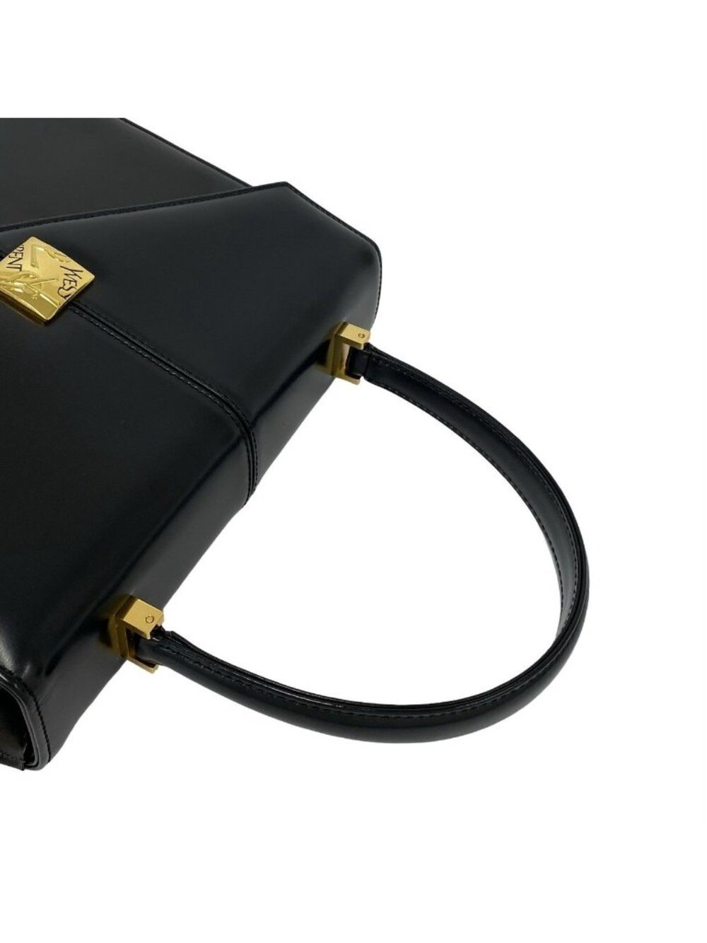 Saint Laurent Vintage YSL Logo Leather Handbag Black - Picture 4 of 10